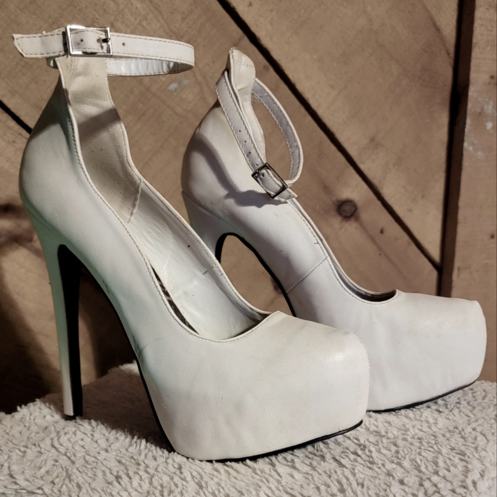 Women's 6 inch High Heels,  White, Size 8